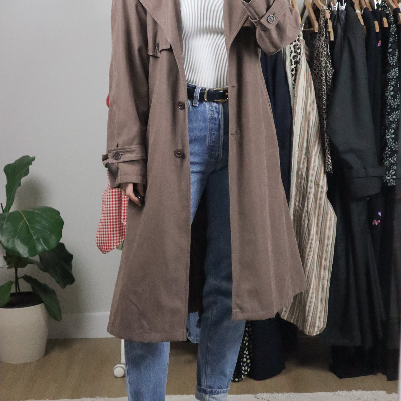 Vintage x Utex x Faux Suede Trench Coat (M)