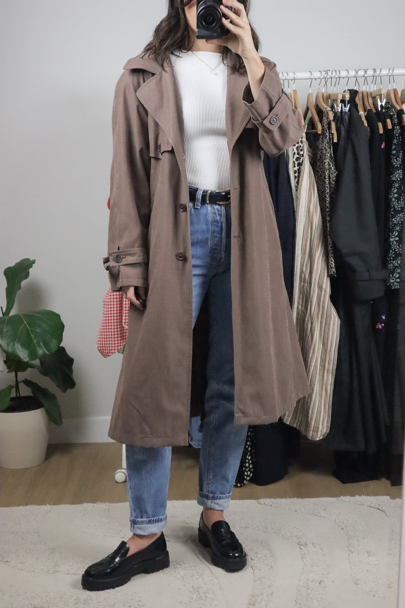 Vintage x Utex x Faux Suede Trench Coat (M)