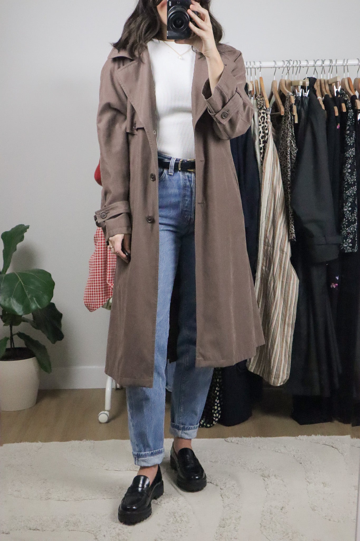 Vintage x Utex x Faux Suede Trench Coat (M)