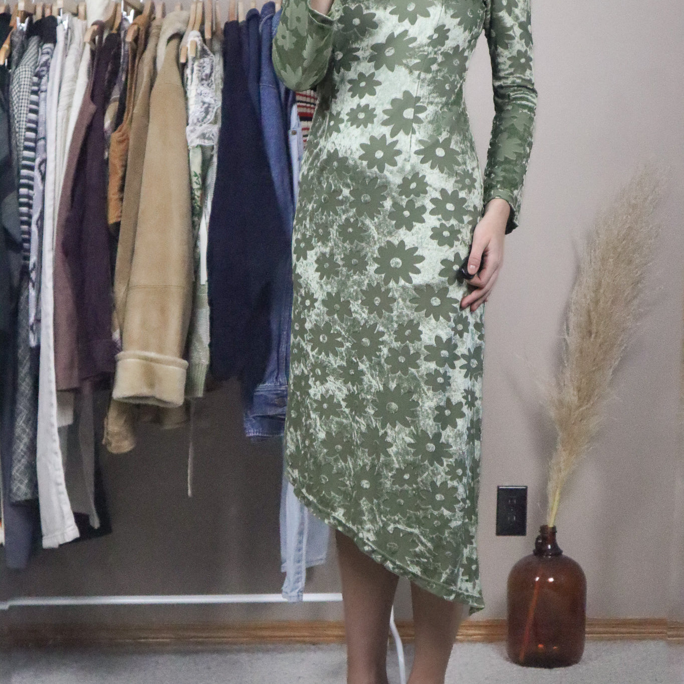Made in France x Velvet Flower Asymmetrical Dress (S)