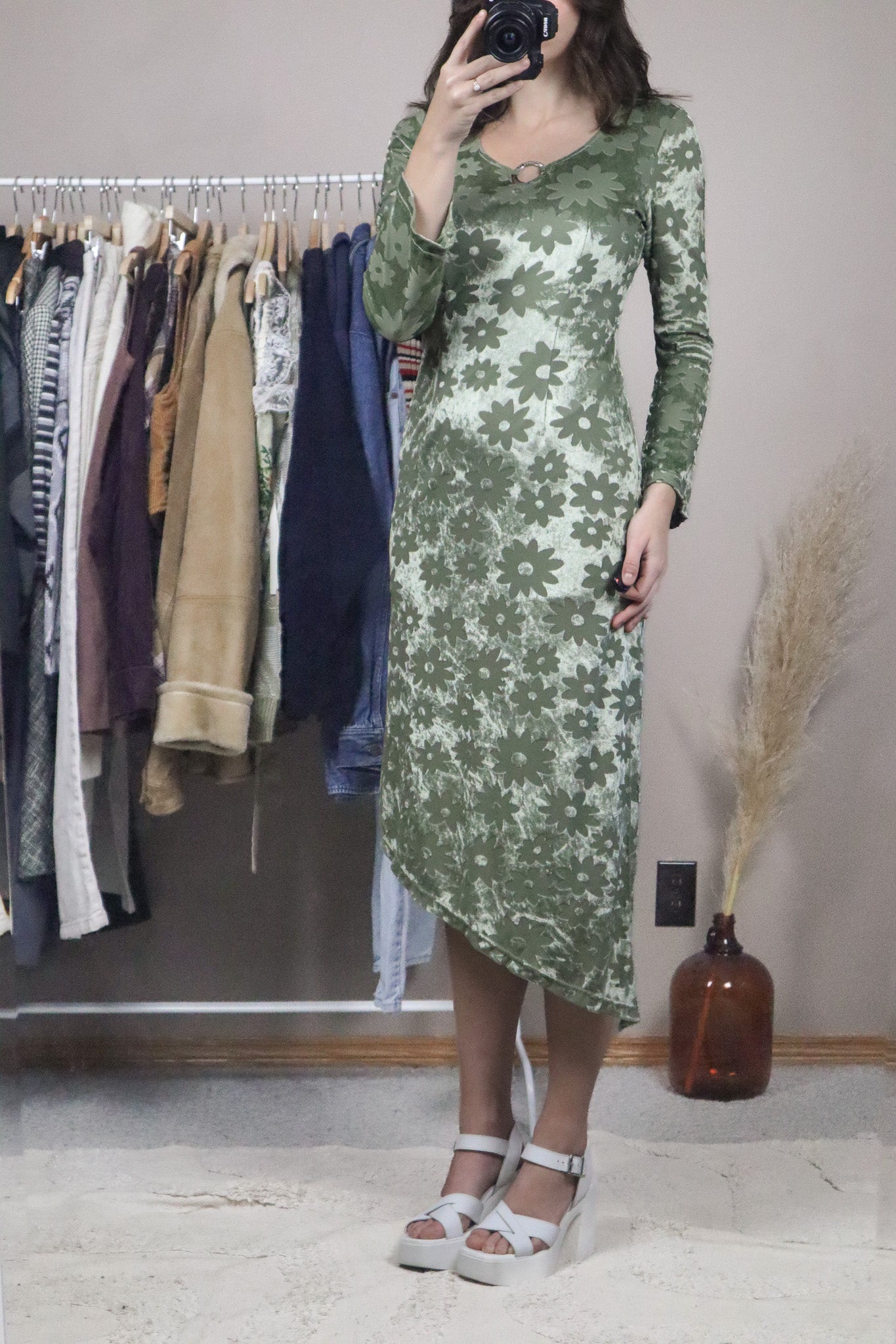 Made in France x Velvet Flower Asymmetrical Dress (S)