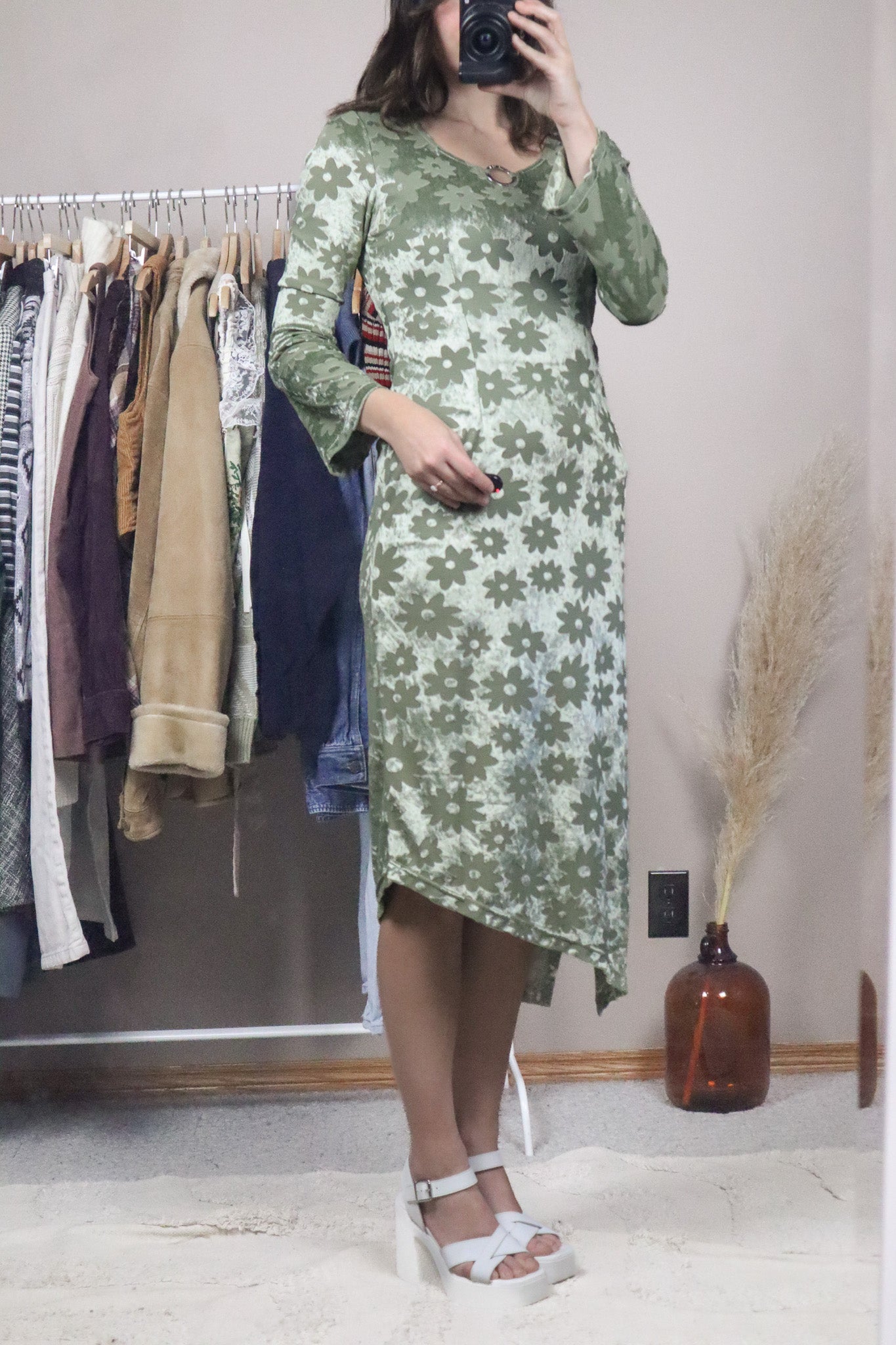 Made in France x Velvet Flower Asymmetrical Dress (S)