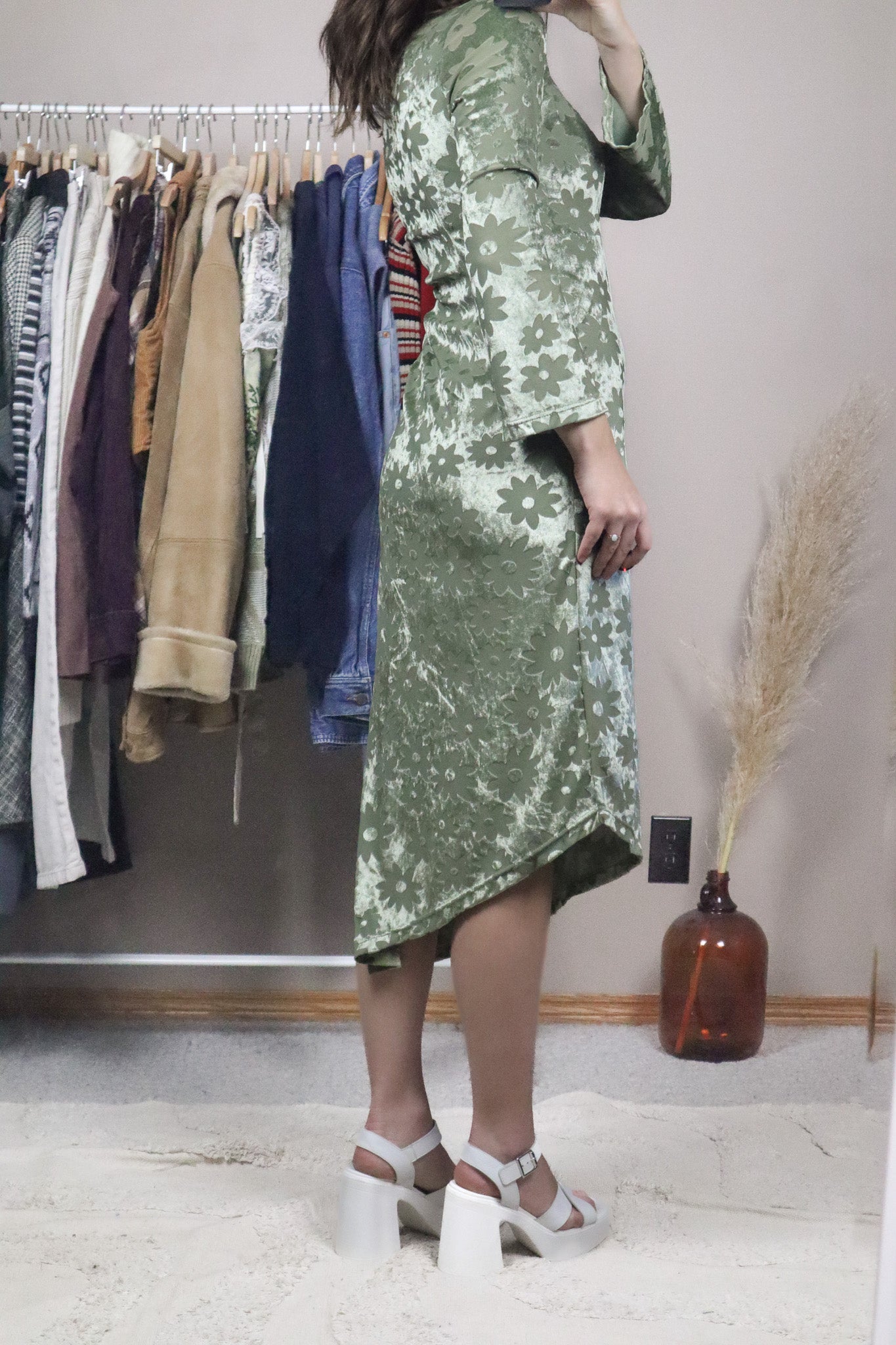 Made in France x Velvet Flower Asymmetrical Dress (S)