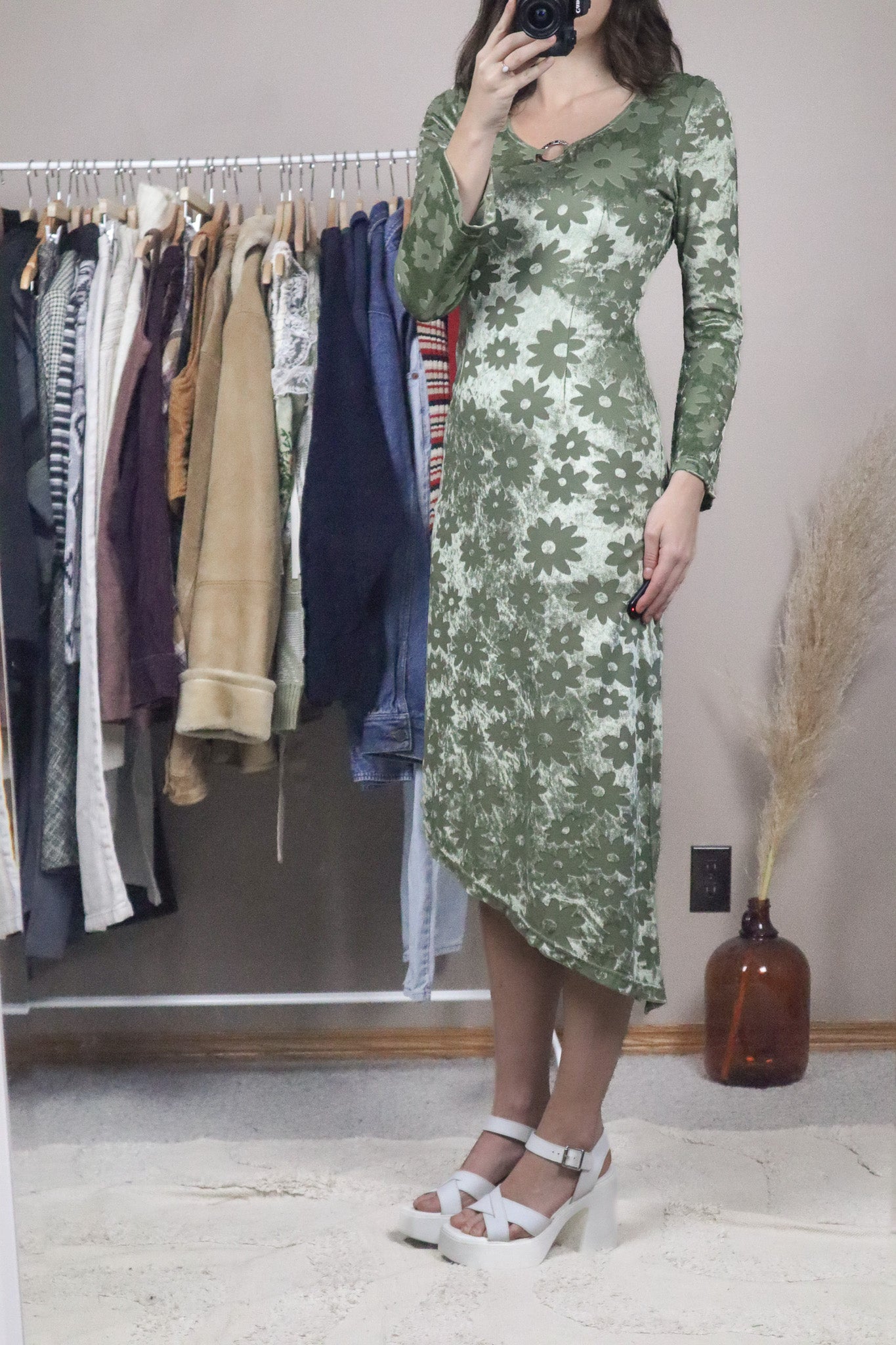 Made in France x Velvet Flower Asymmetrical Dress (S)
