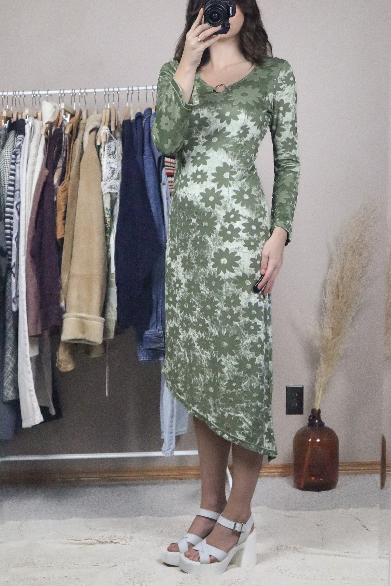 Made in France x Velvet Flower Asymmetrical Dress (S)