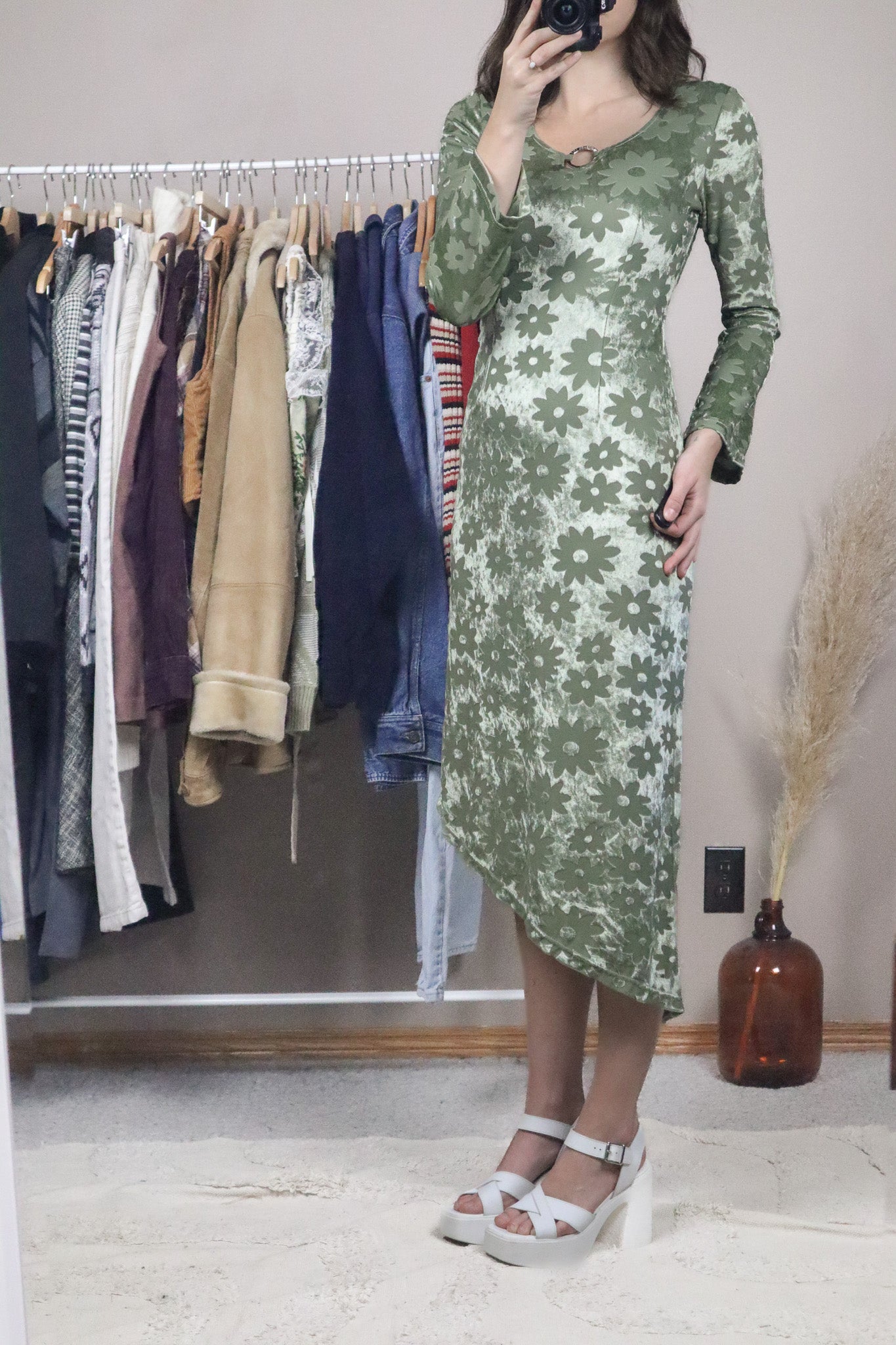 Made in France x Velvet Flower Asymmetrical Dress (S)