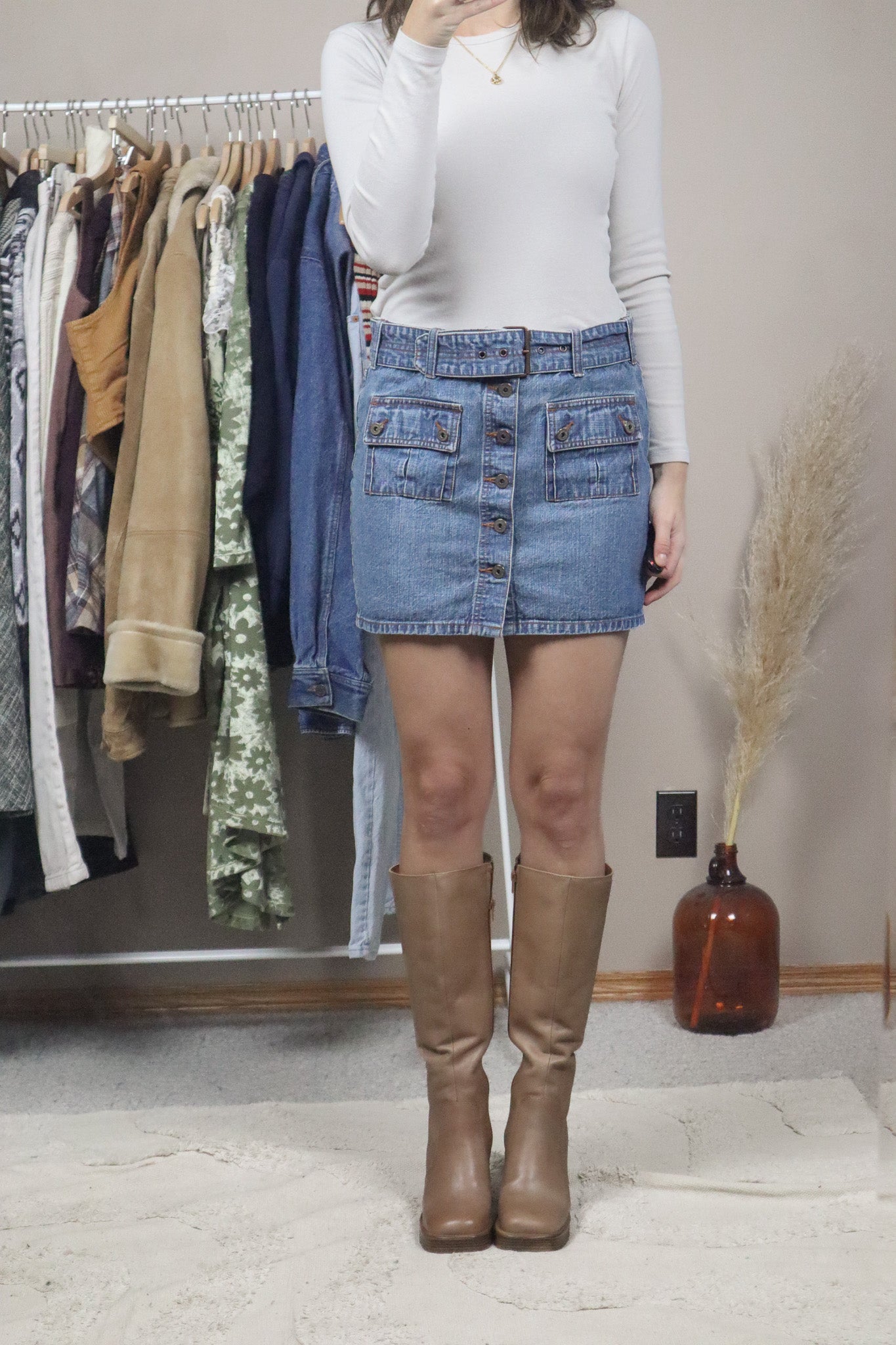 Vintage x Belted Button Mini Skirt (6/8)