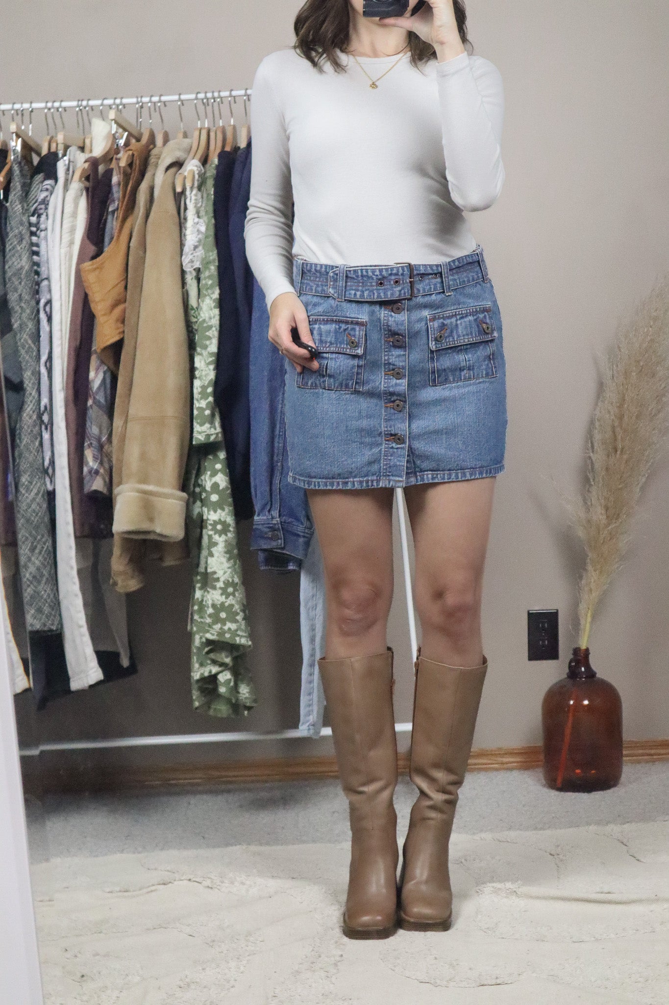 Vintage x Belted Button Mini Skirt (6/8)