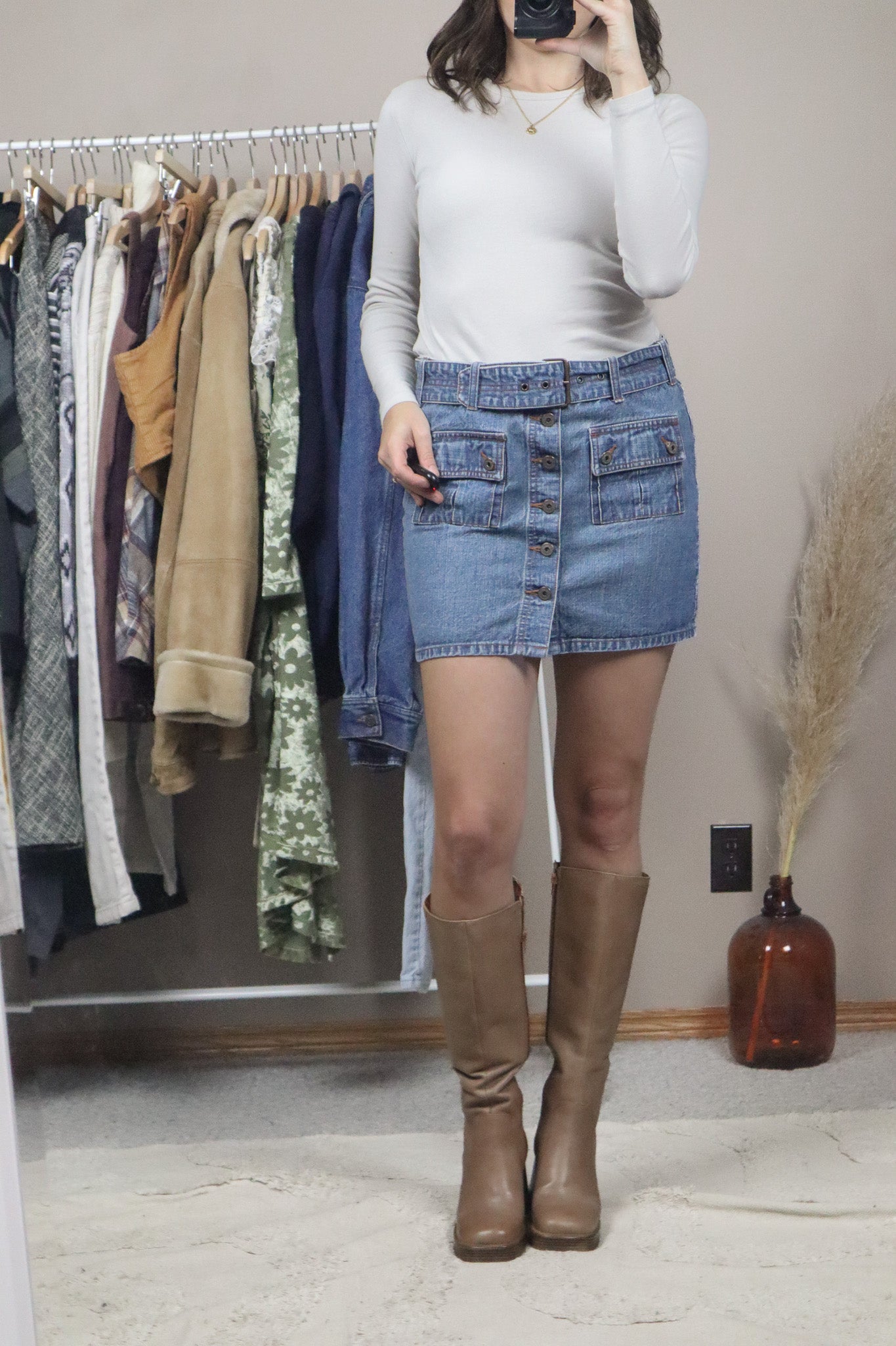 Vintage x Belted Button Mini Skirt (6/8)