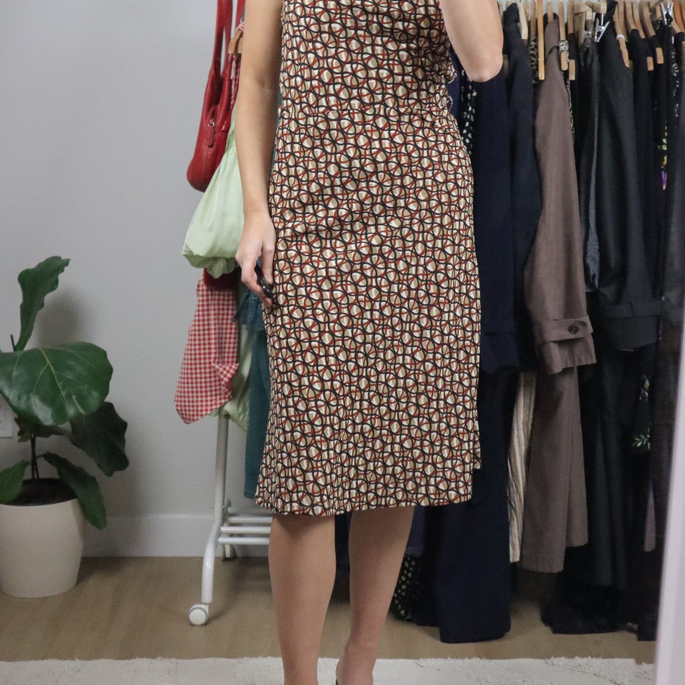 Vintage x Patterned Tie Dress (S)