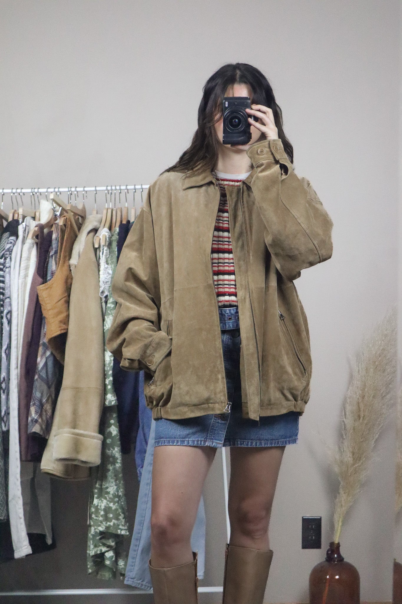 Vintage x Suede Bomber Jacket (XL)
