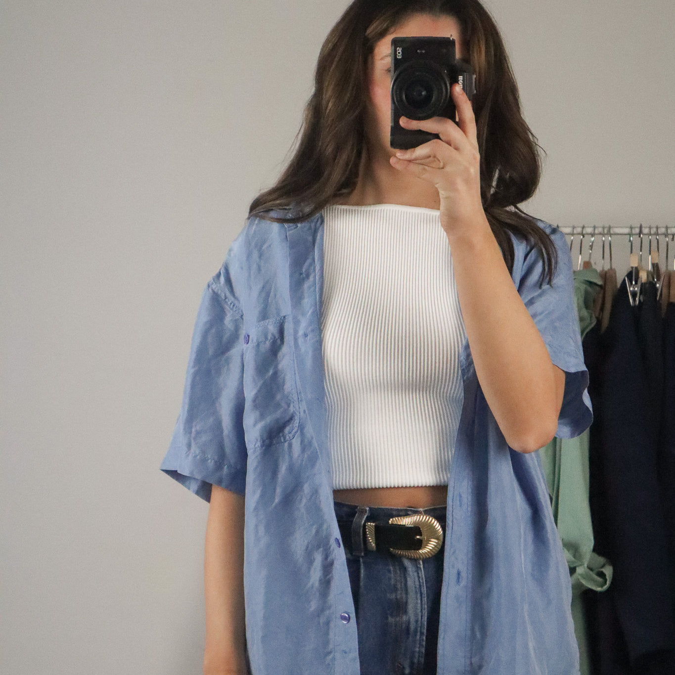 Vintage x Silk Short-Sleeve Button Up (M)