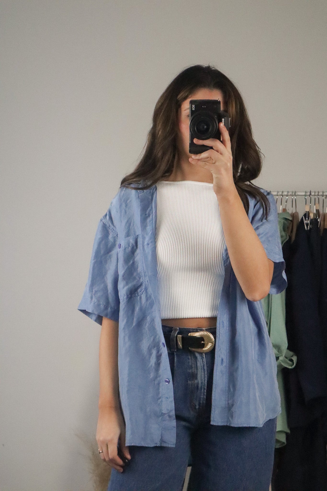 Vintage x Silk Short-Sleeve Button Up (M)