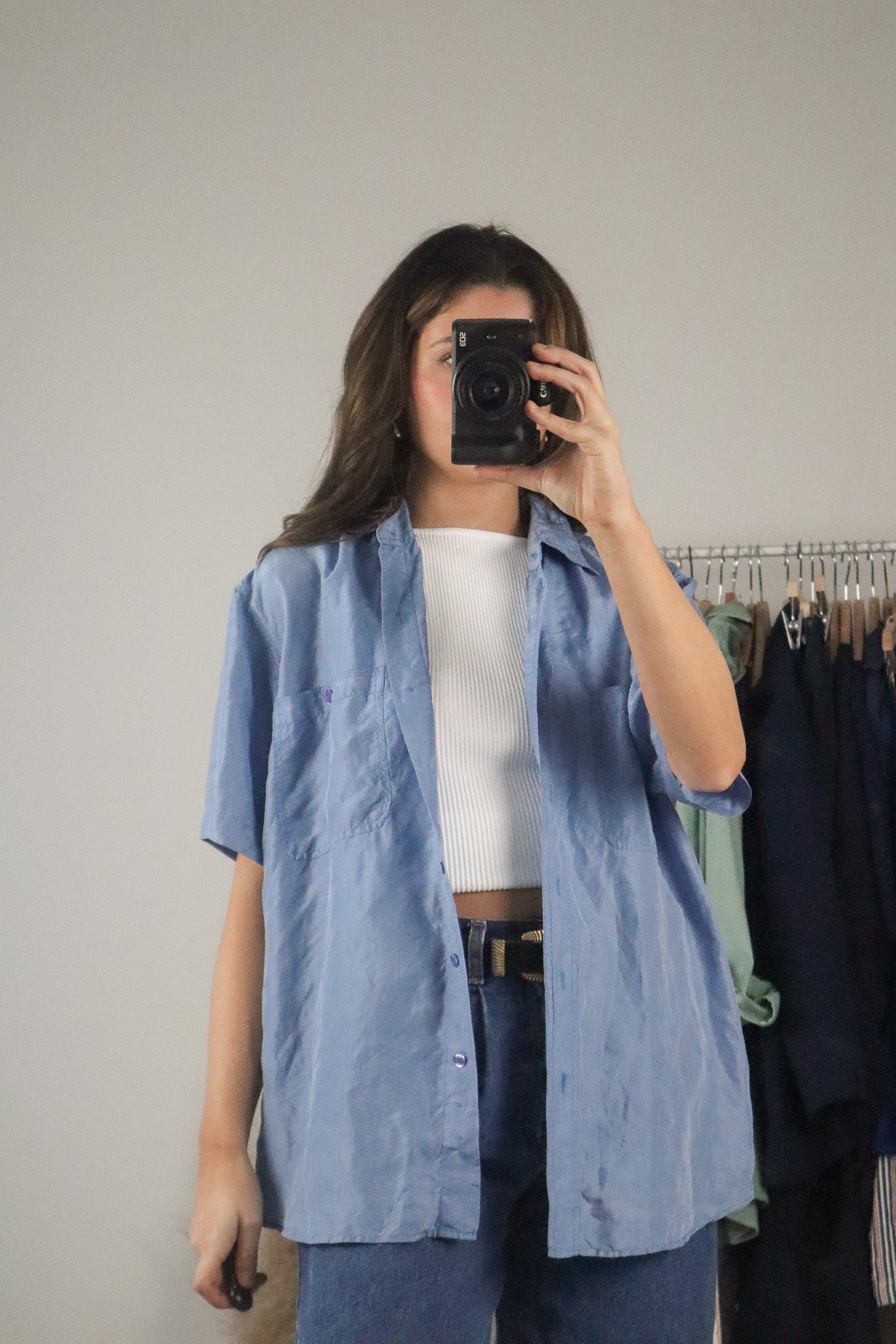 Vintage x Silk Short-Sleeve Button Up (M)