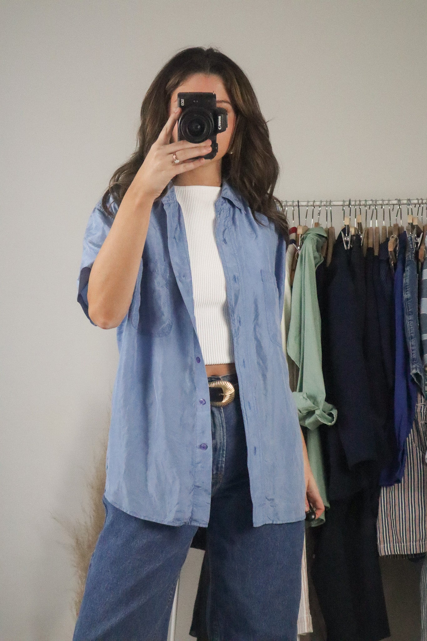 Vintage x Silk Short-Sleeve Button Up (M)