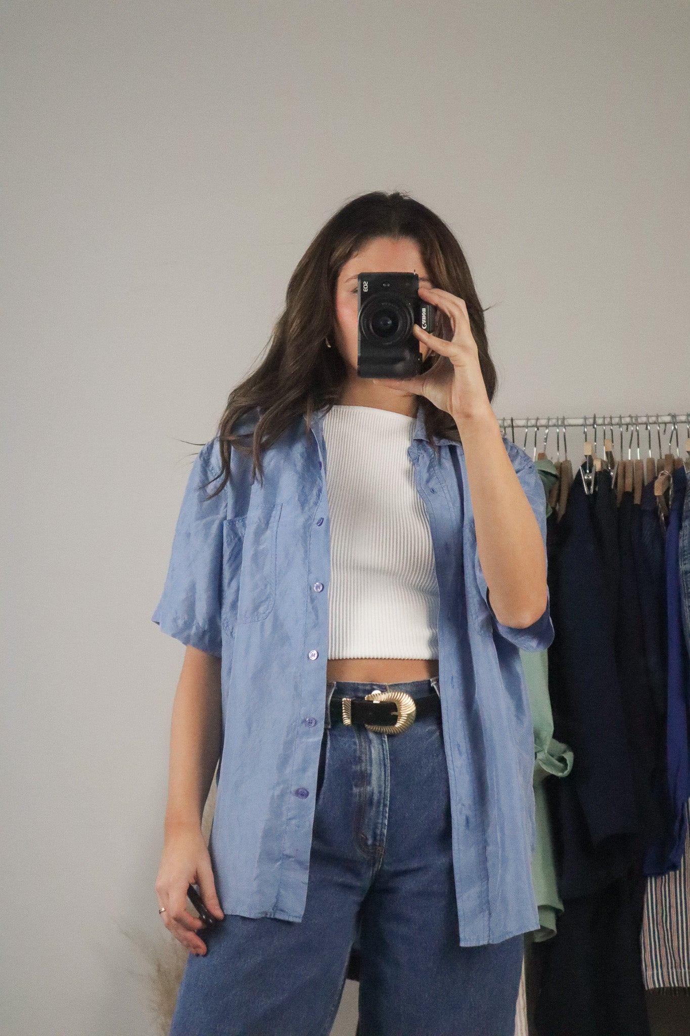 Vintage x Silk Short-Sleeve Button Up (M)