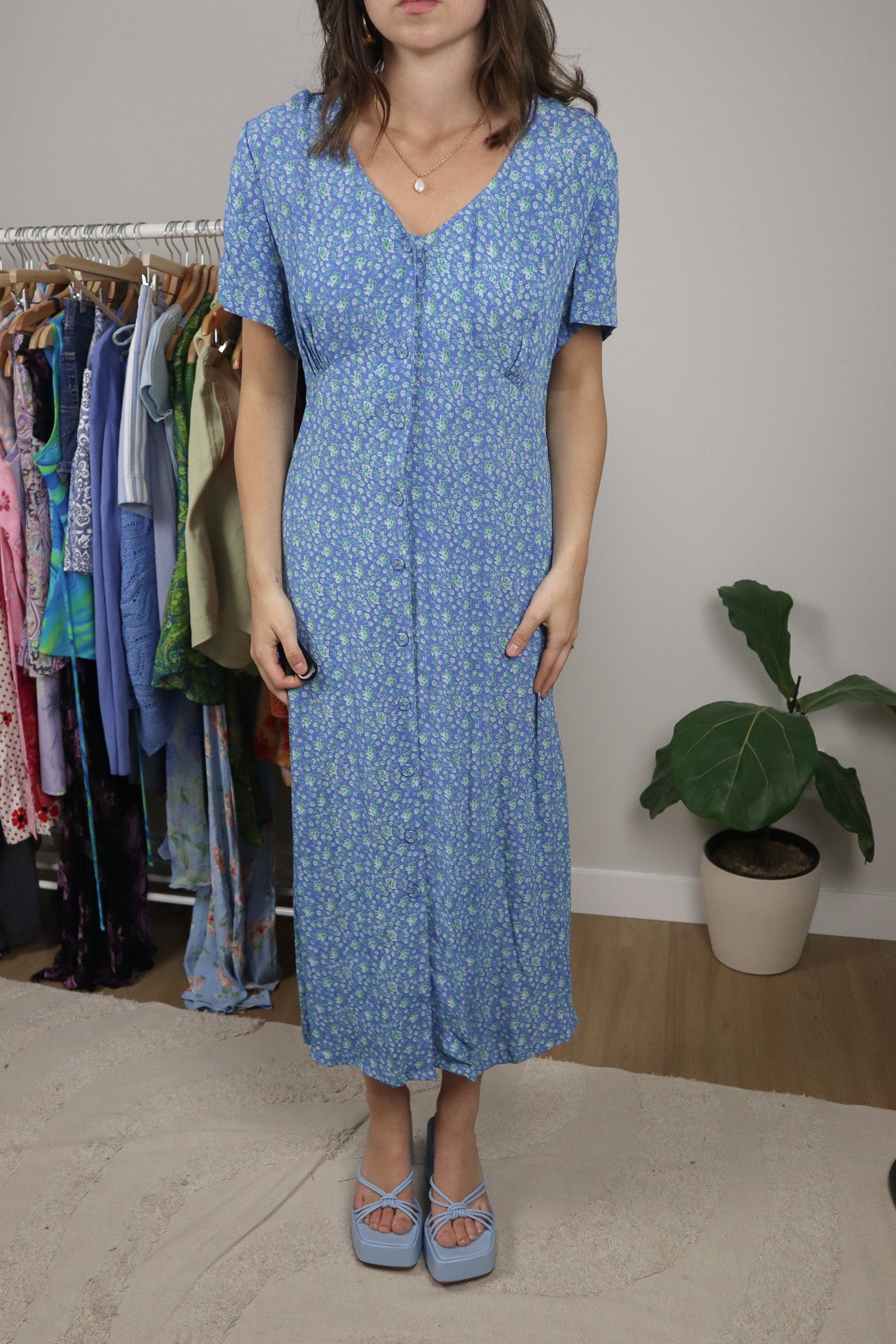 Vintage x April Cornell Floral Maxi Tie Dress (L/XL)