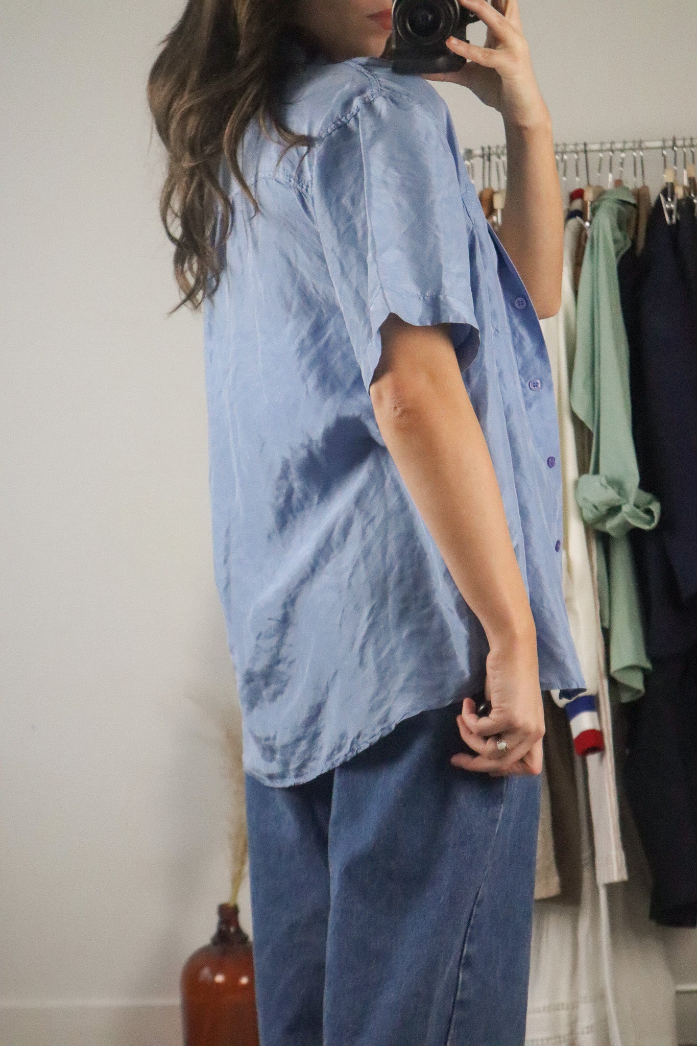 Vintage x Silk Short-Sleeve Button Up (M)