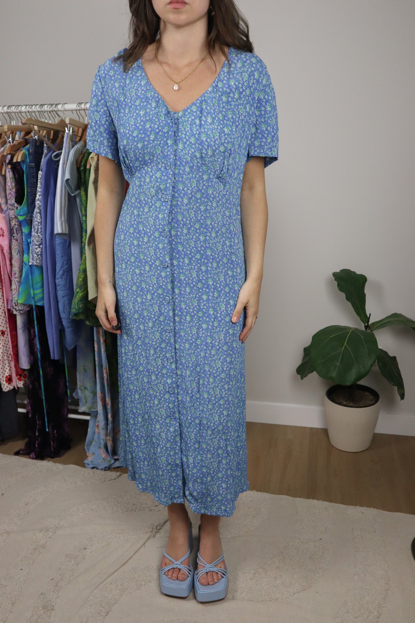 Vintage x April Cornell Floral Maxi Tie Dress (L/XL)