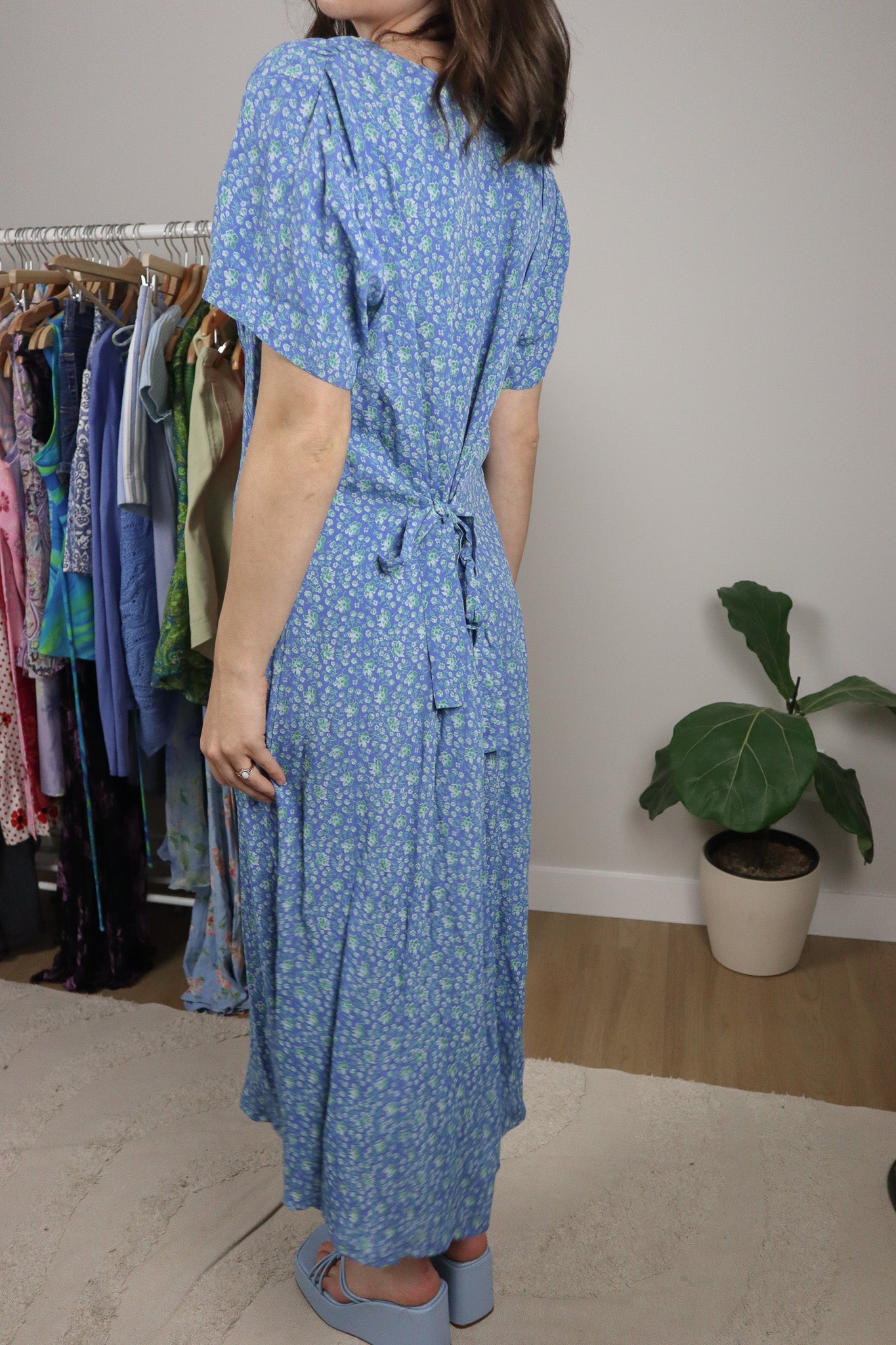 Vintage x April Cornell Floral Maxi Tie Dress (L/XL)