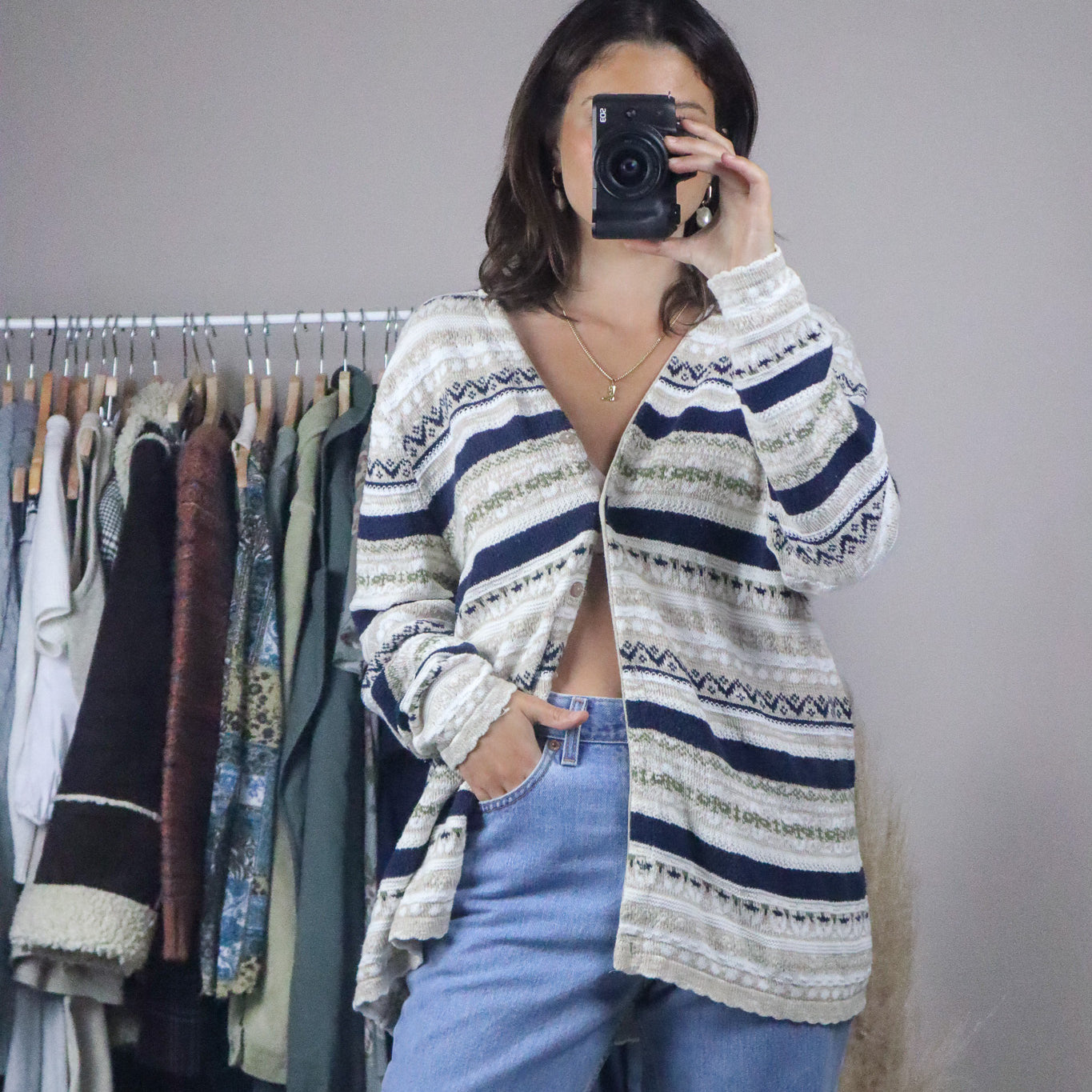 Made in Canada x Vintage x Textured Knit Cardigan (L)