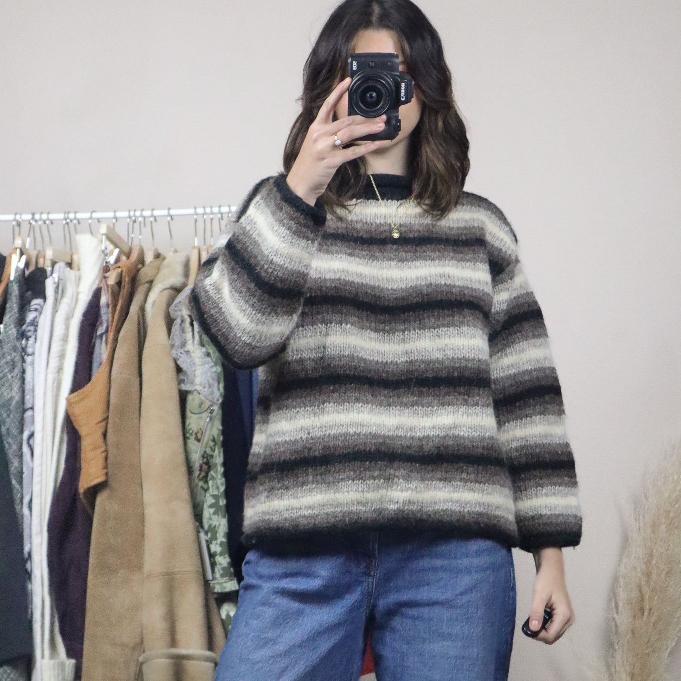 Made in Nepal x Vintage x Wool Striped Chunky Knit (S)