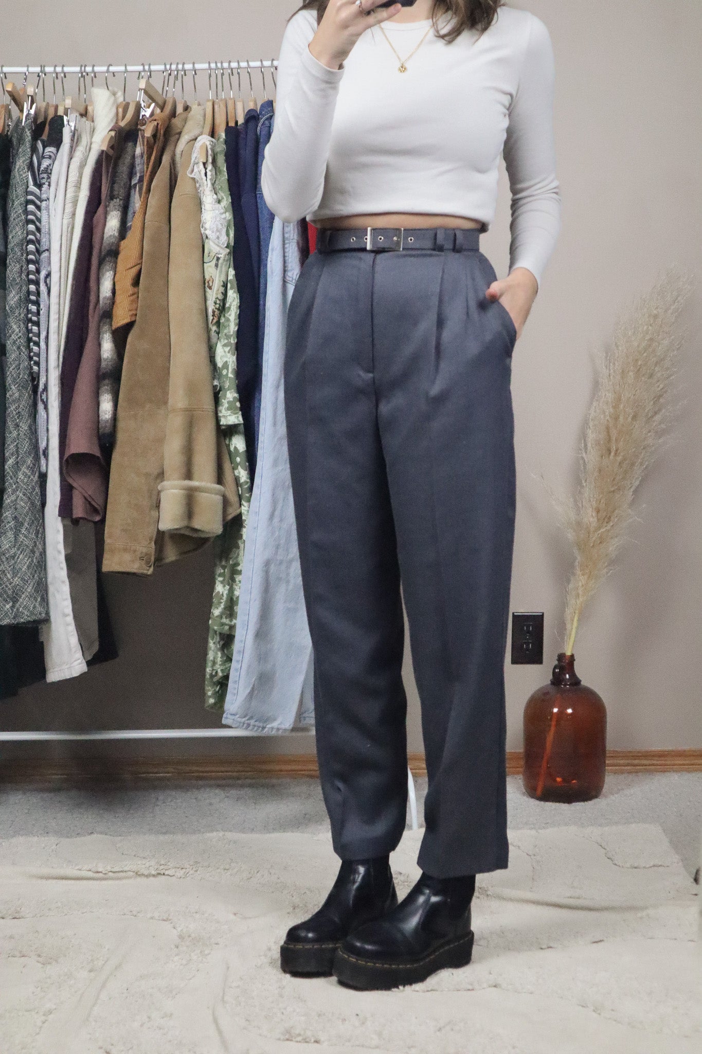 Made in Canada x Vintage x Belted Trousers (XS)