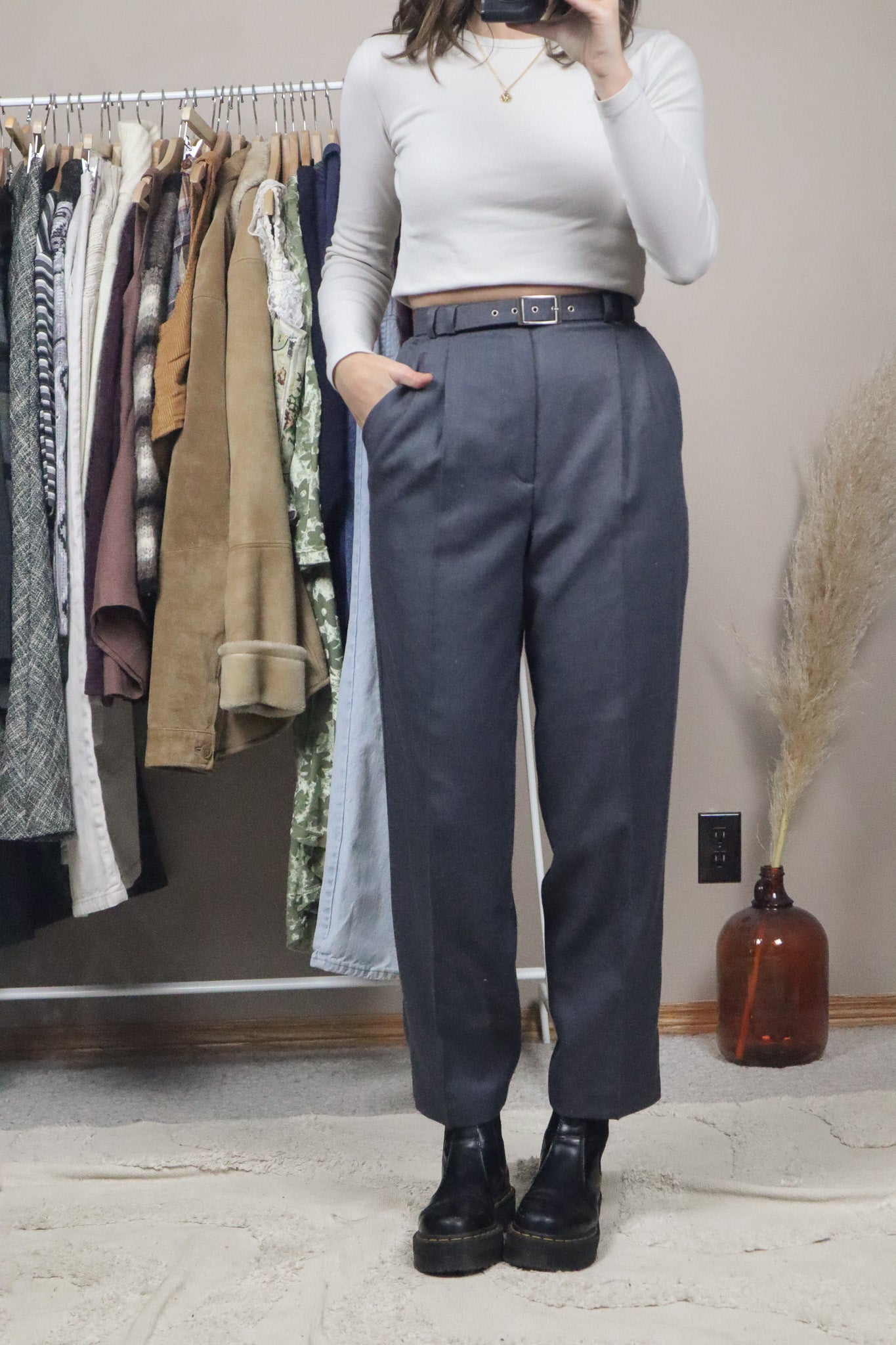 Made in Canada x Vintage x Belted Trousers (XS)