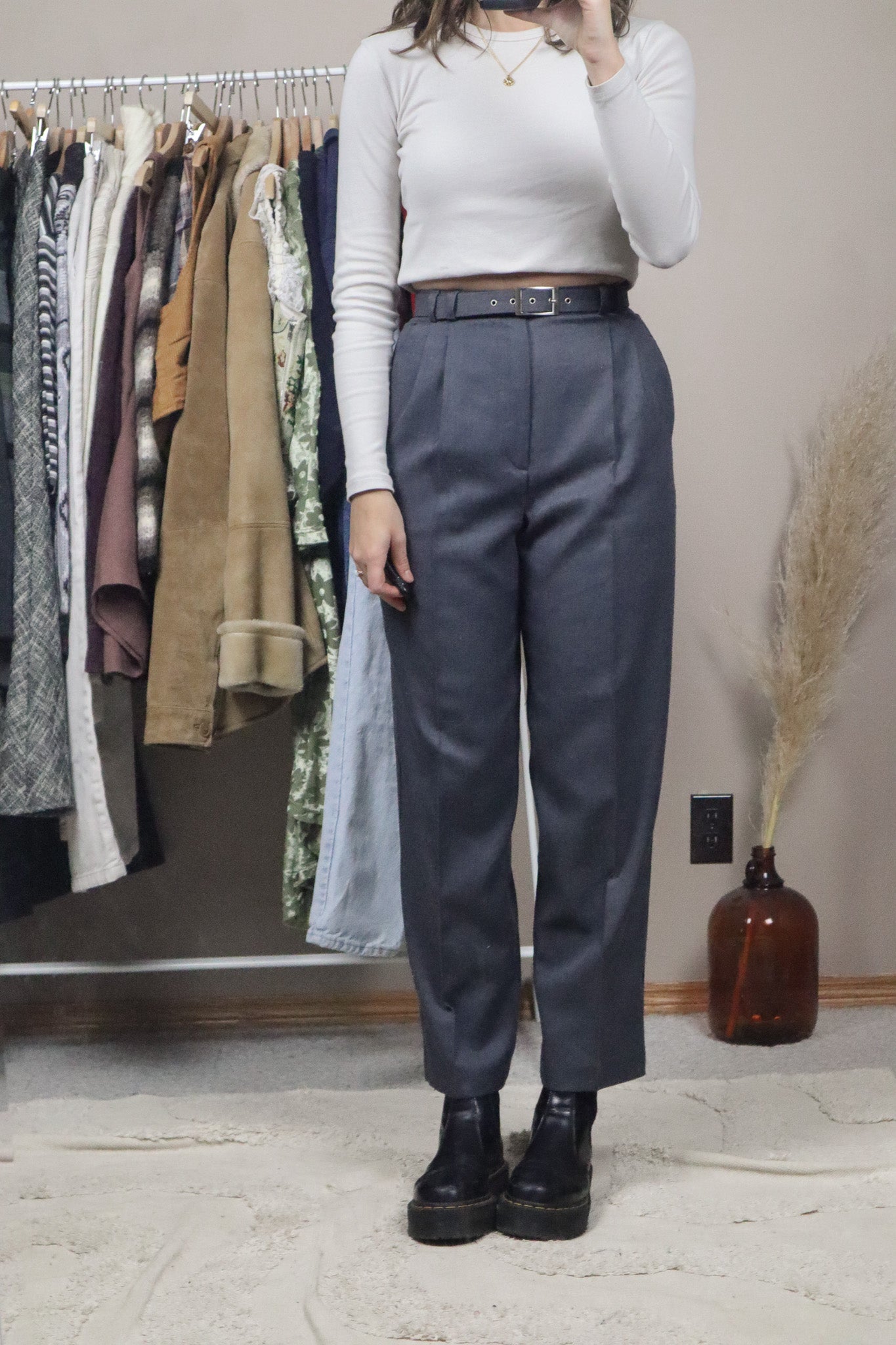 Made in Canada x Vintage x Belted Trousers (XS)