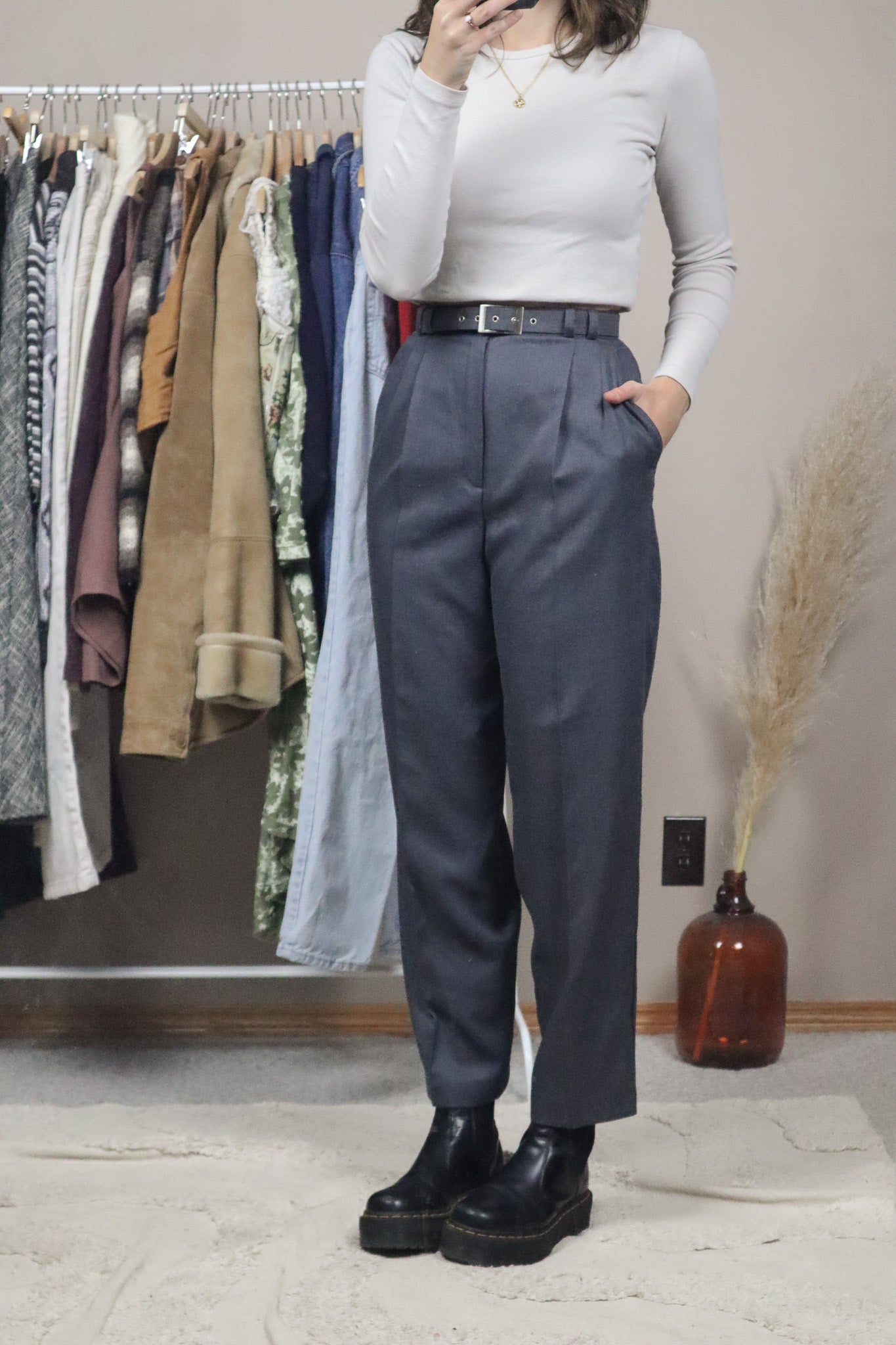 Made in Canada x Vintage x Belted Trousers (XS)