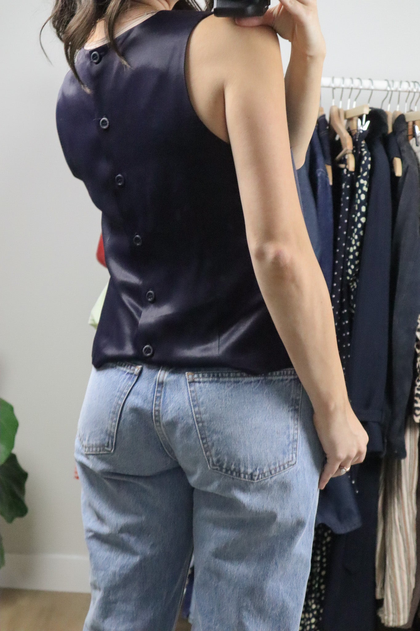 Made in Canada x Vintage x Satin Vest/Top (M)