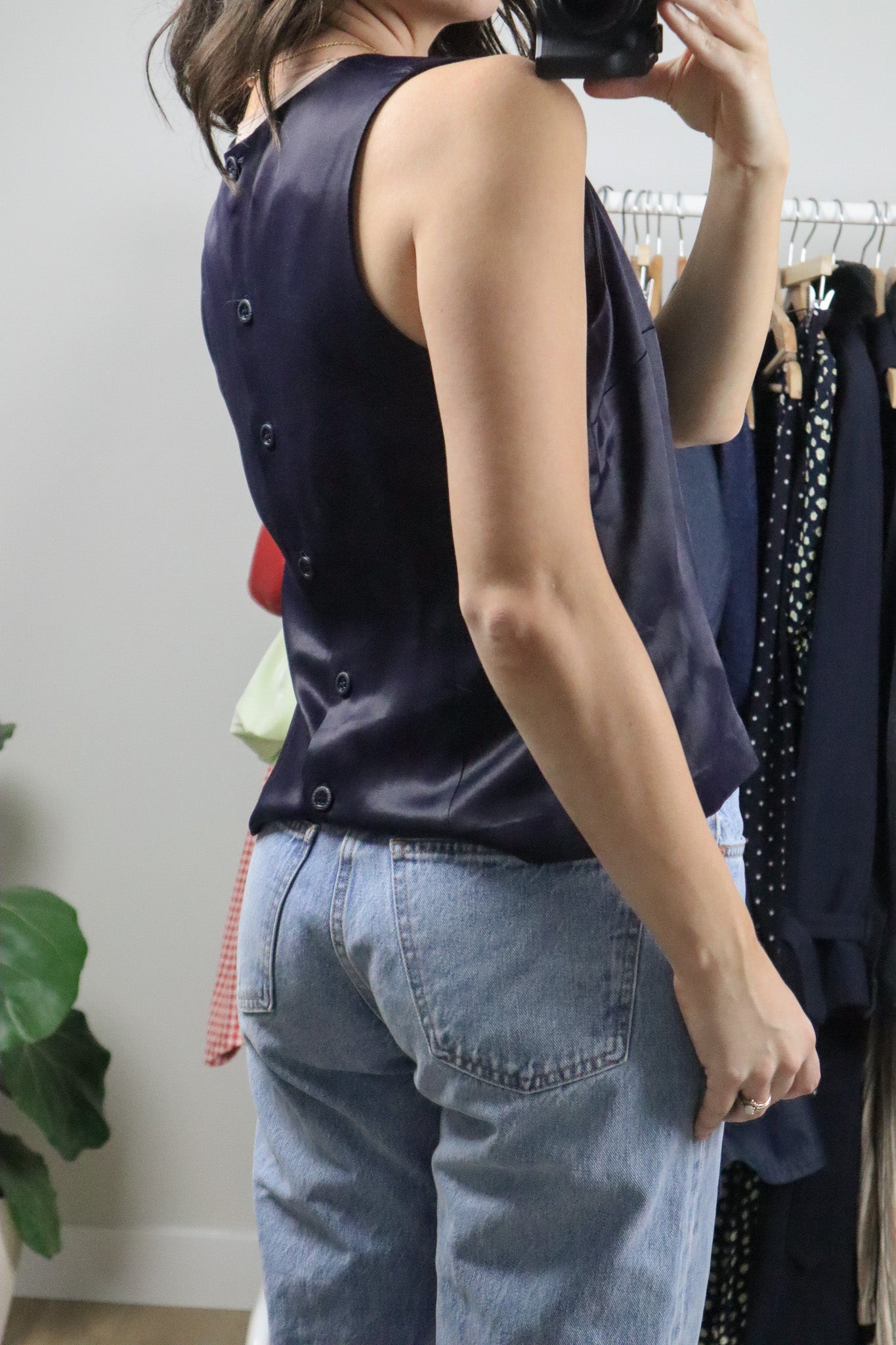 Made in Canada x Vintage x Satin Vest/Top (M)