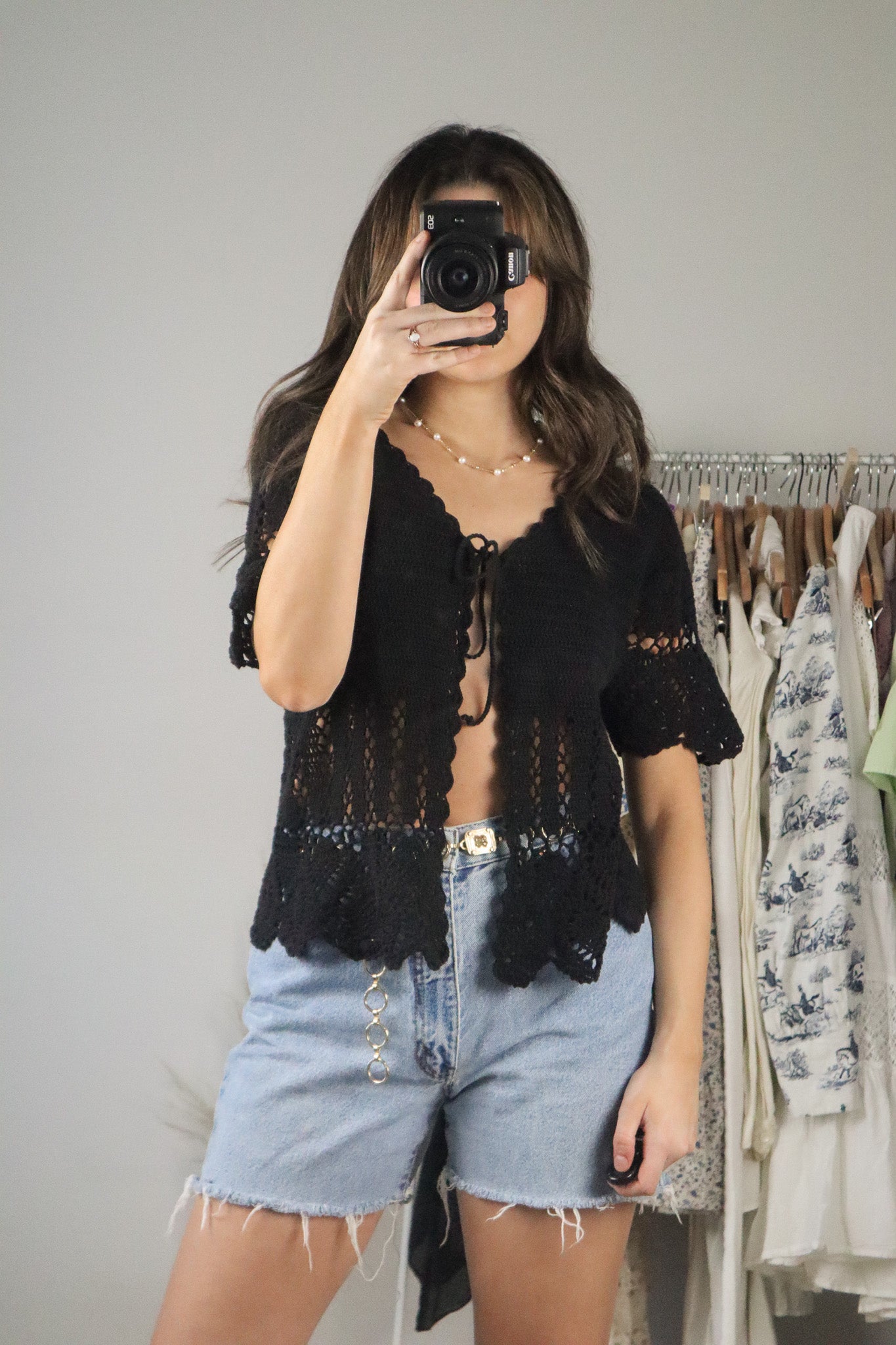 Vintage x Crochet Tie Top (M)